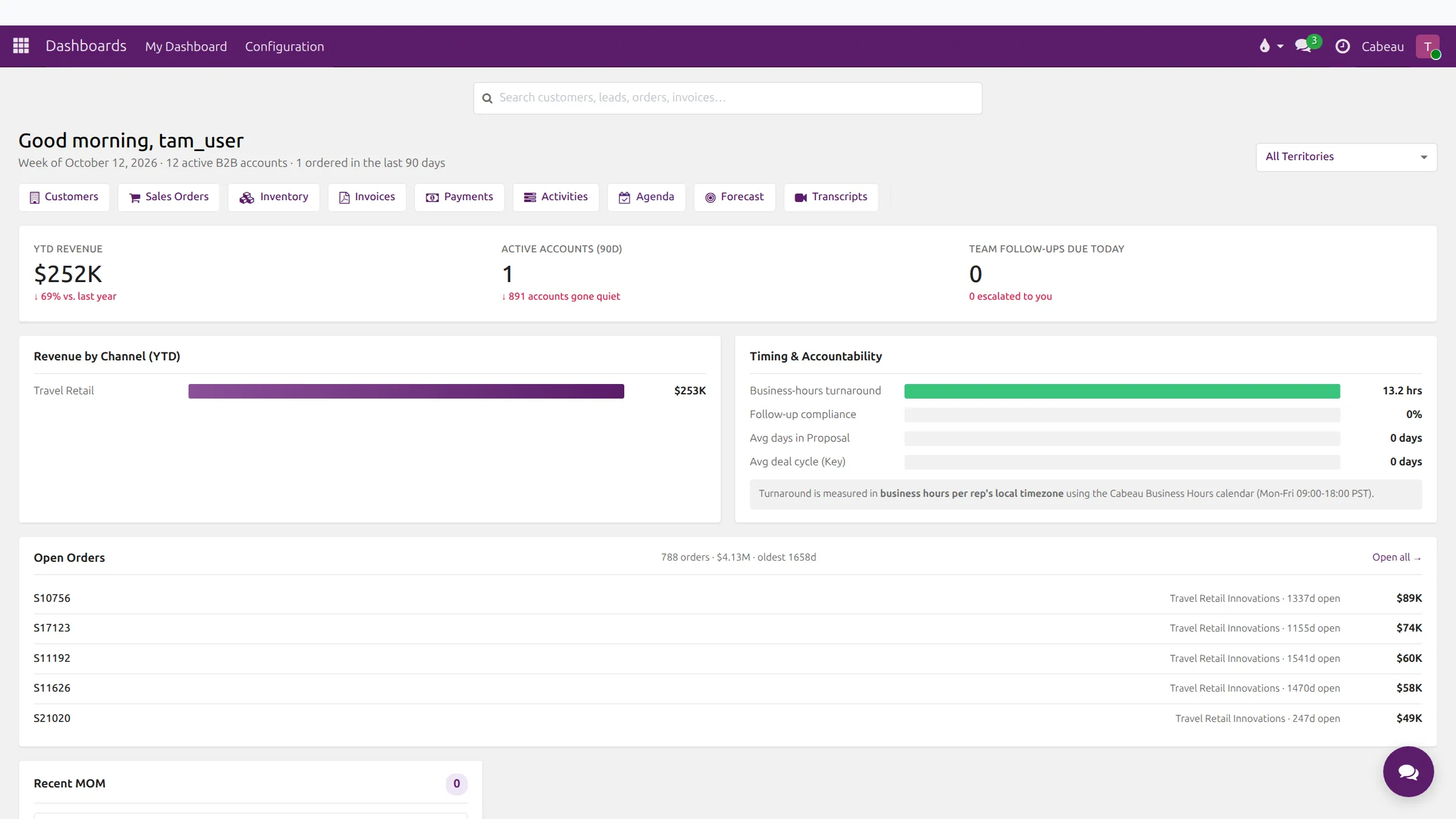 The Account Manager dashboard