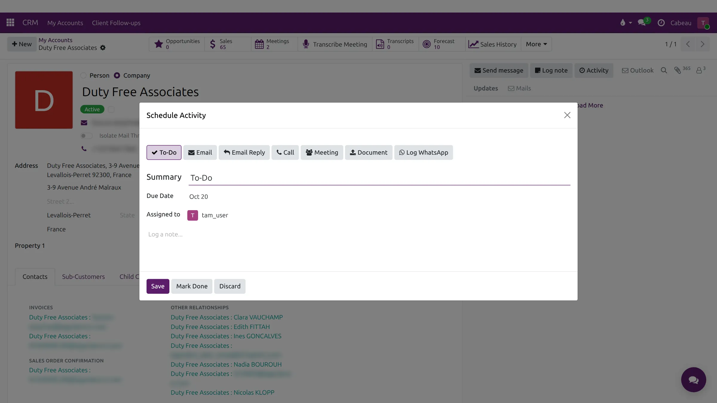 Scheduling an activity