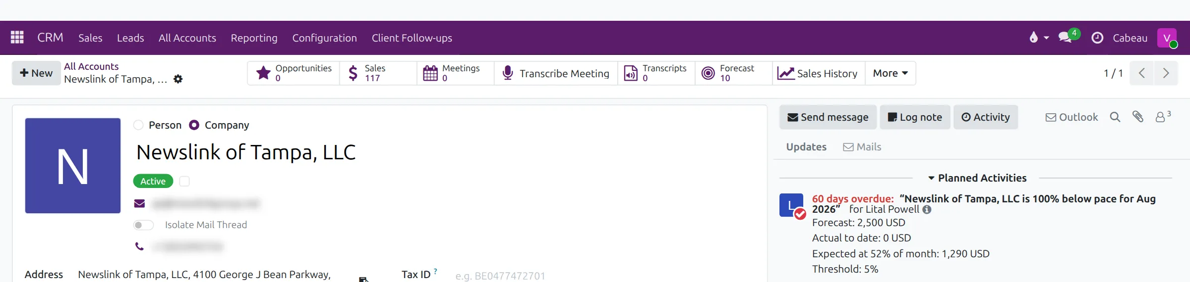 The active status badge and Inactive box